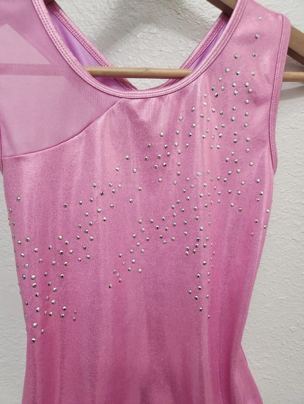 Cat & Jack Shimmer Pink Rhinestone Gymnastics Leotard 10/12